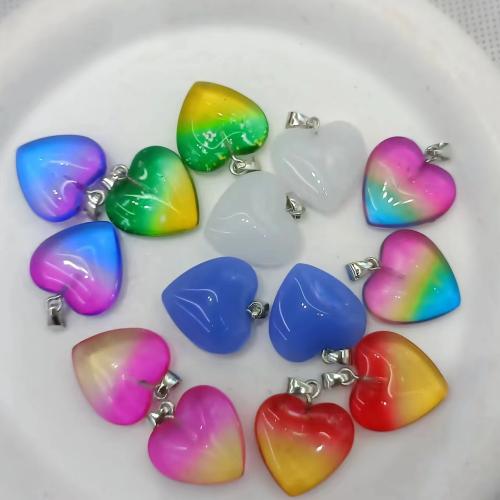 Gemstone Pendants Jewelry, Glass, with Iron & 304 Stainless Steel, Heart, DIY, more colors for choice, 20mm, Sold By PC