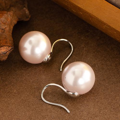 Brass Stud Earring, ABS Plastic Pearl, with Brass, fashion jewelry & different size for choice, more colors for choice, Sold By Pair