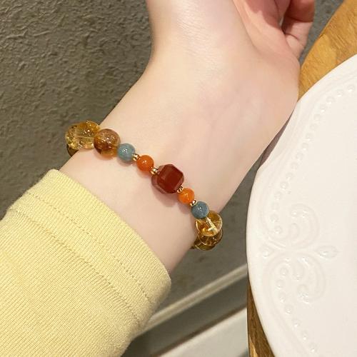 Gemstone Bracelets, fashion jewelry, mixed colors, The bracelet circumference is about 17cm, Sold By PC