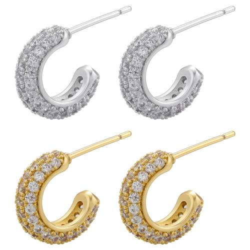 Cubic Zirconia Micro Pave Brass Earring, plated, fashion jewelry & micro pave cubic zirconia & for woman, more colors for choice, Sold By Pair