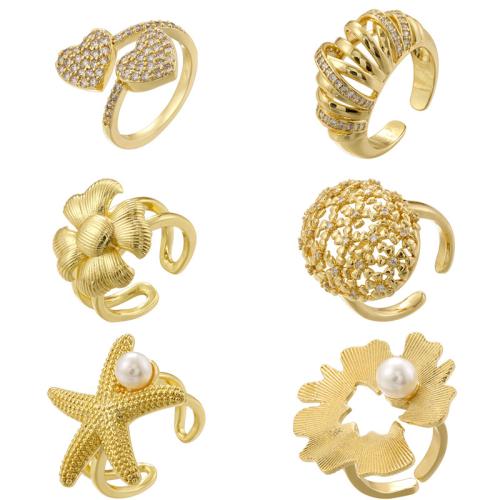 Brass Finger Ring, with Plastic Pearl, plated, fashion jewelry & different styles for choice & for woman, more colors for choice, Sold By PC