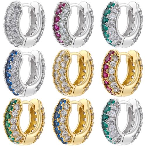 Cubic Zirconia Micro Pave Brass Earring, plated, fashion jewelry & micro pave cubic zirconia & for woman, more colors for choice, Sold By Pair