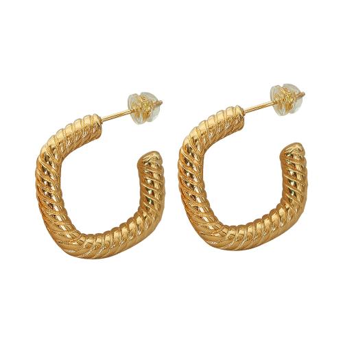 Boucle d'oreille de gaujon en acier inoxydable, Acier inoxydable 304, Placage, bijoux de mode & pour femme, doré, 24x24mm, Vendu par paire