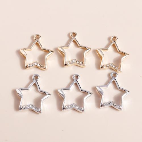 Pendentif étoile en alliage zinc, alliage de zinc, Placage, DIY & avec strass, plus de couleurs à choisir, 10PC/sac, Vendu par sac