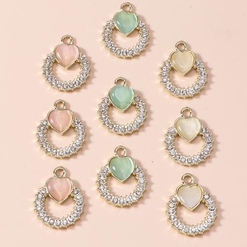 Zinc alliage strass Pendants, alliage de zinc, avec Oeil de chat, ours, Placage, DIY & avec strass, 10PC/sac, Vendu par sac