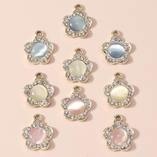 Tibetan Style Rhinestone Pendants, with Cats Eye, plated, DIY & with rhinestone, more colors for choice, 10PCs/Bag, Sold By Bag