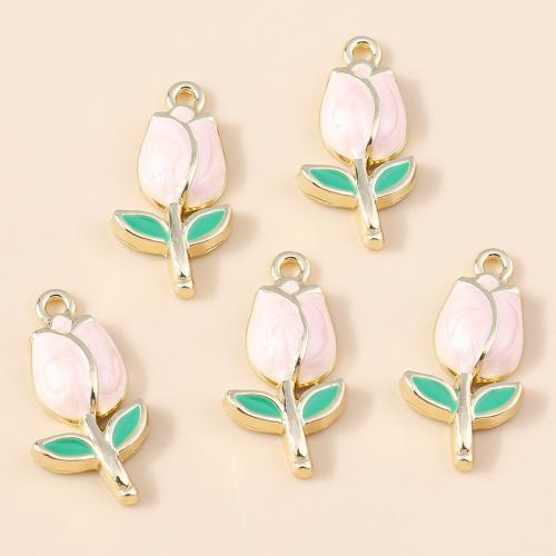 Tibetan Style Enamel Pendants, Flower, plated, DIY, 5PCs/Bag, Sold By Bag