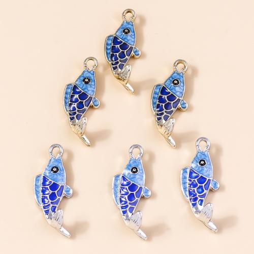 Tibetan Style émail Pendants, alliage de zinc, poisson, Placage, DIY, plus de couleurs à choisir, 10PC/sac, Vendu par sac