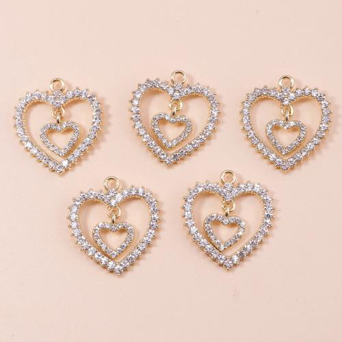 Tibetan Style Rhinestone Pendants, Heart, plated, DIY & with rhinestone, 4PCs/Bag, Sold By Bag