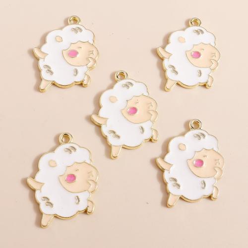 Tibetan Style Enamel Pendants, Sheep, plated, DIY, 10PCs/Bag, Sold By Bag