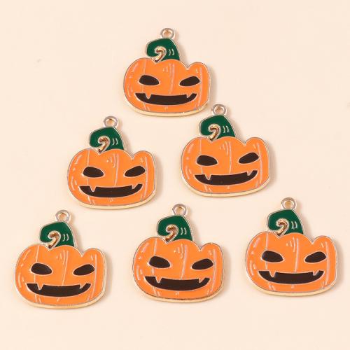 Tibetan Style Enamel Pendants, Pumpkin, plated, DIY, 10PCs/Bag, Sold By Bag