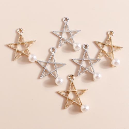 Tibetan Style Star Pendant, with Plastic Pearl, plated, DIY, more colors for choice, 10PCs/Bag, Sold By Bag