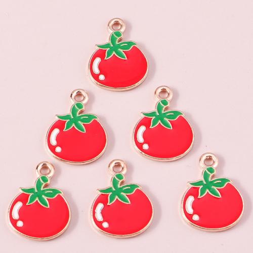 Tibetan Style Enamel Pendants, Tomato, plated, DIY, 10PCs/Bag, Sold By Bag