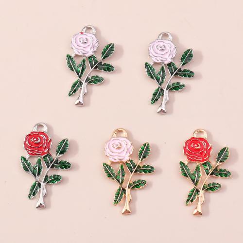 Tibetan Style Enamel Pendants, Flower, plated, DIY, more colors for choice, 10PCs/Bag, Sold By Bag