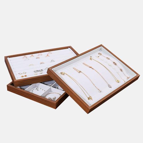 Présentoir bijoux de mode, bois, avec cuir PU & velours de coton, rectangle, styles différents pour le choix, Vendu par PC