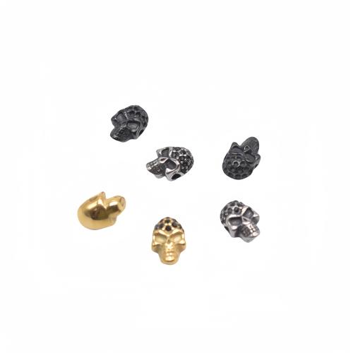 Stainless Steel Beads, 304 Stainless Steel, Skull, Vacuum Ion Plating, DIY, more colors for choice, 8.20x12.20x6.60mm, Hole:Approx 2.2mm, Approx 100PCs/Bag, Sold By Bag