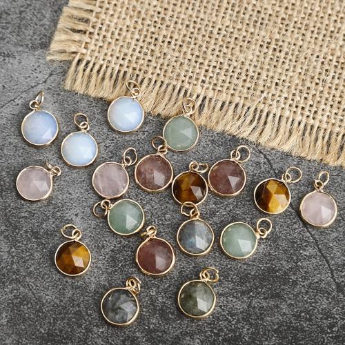 Gemstone Pendants Jewelry, Natural Stone, with Tibetan Style, gold color plated, DIY & different materials for choice, more colors for choice, 11mm, Sold By PC