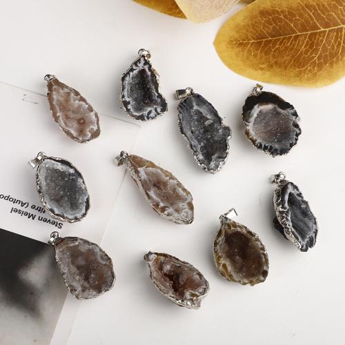 Ice Quartz Agate Pendant, with Brass, irregular, platinum color plated, DIY, more colors for choice, about:25x35mm, Sold By PC