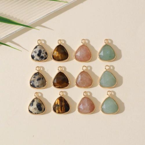 Gemstone Pendants Jewelry, Natural Stone, with Tibetan Style, Triangle, gold color plated, DIY & different materials for choice, more colors for choice, 11x14mm, Sold By PC