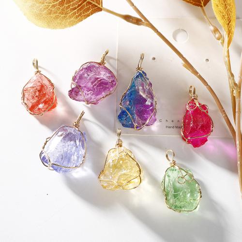 Quartz Gemstone Pendants, with Brass, irregular, gold color plated, dyed & DIY, more colors for choice, length about 25-30mm,width about 10-15mm, Sold By PC