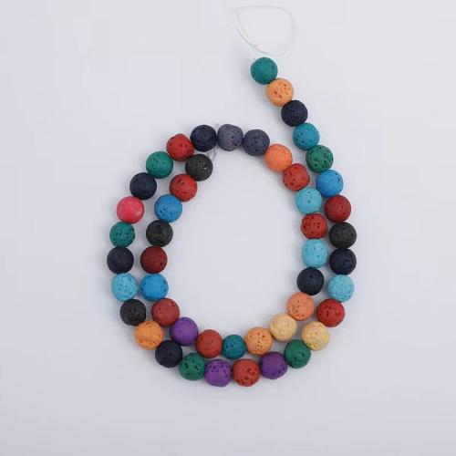 Mixed Gemstone Beads, Artificial Volcanic Stone, Round, DIY, multi-colored, 8mm, Approx 48PCs/Strand, Sold By Strand