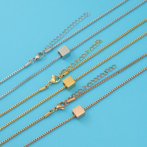 Stainless Steel Jewelry Necklace, 304 Stainless Steel,  Square, plated, for woman, more colors for choice, Sold By PC