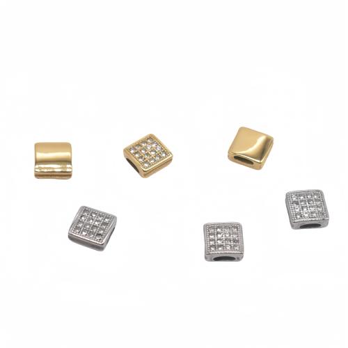 Stainless Steel Beads, 304 Stainless Steel,  Square, plated, DIY & with rhinestone, more colors for choice, Sold By PC