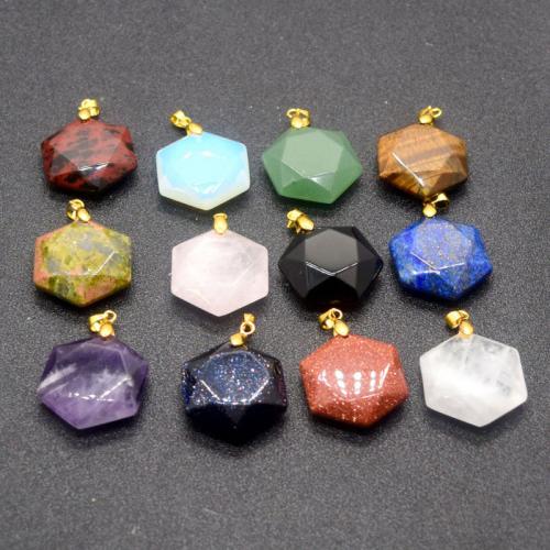 Bijoux Pendentifs en pierres gemmes, Pierre naturelle, Hexagram, Placage de couleur d'or, DIY & différents matériaux pour le choix, plus de couleurs à choisir, 25x25x10mm, Vendu par PC