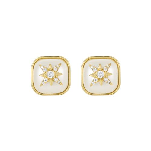 Boucles d'oreilles en laiton zircon cubique pavent, avec perle de plastique, Placage, bijoux de mode & pavé de micro zircon, plus de couleurs à choisir, protéger l'environnement, sans nickel, plomb et cadmium, 14x14mm, Vendu par paire