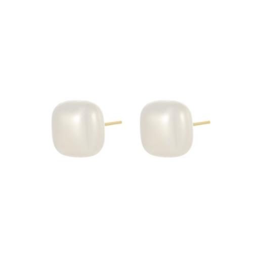 Brass Stud Earring, ABS Plastic Pearl, with Brass, gold color plated, fashion jewelry, more colors for choice, 11x11mm, Sold By Pair