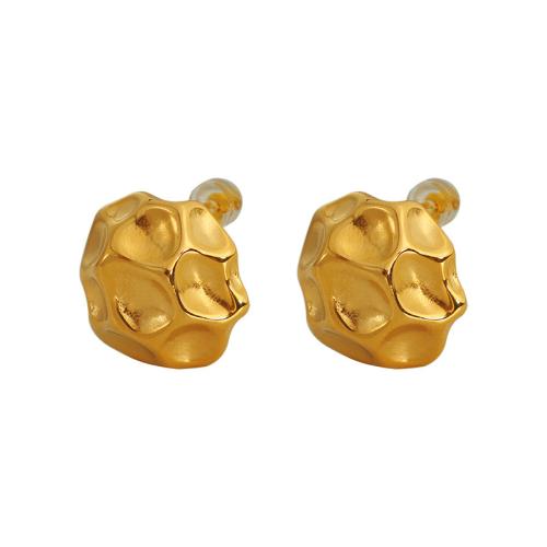 Stainless Steel Stud Earrings, 304 Stainless Steel, mushroom, plated, fashion jewelry & for woman, golden, 18x18mm, Sold By Pair