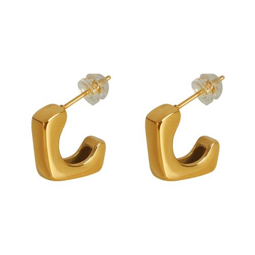 Stainless Steel Stud Earrings, 304 Stainless Steel, plated, fashion jewelry & for woman, golden, 14x14mm, Sold By Pair