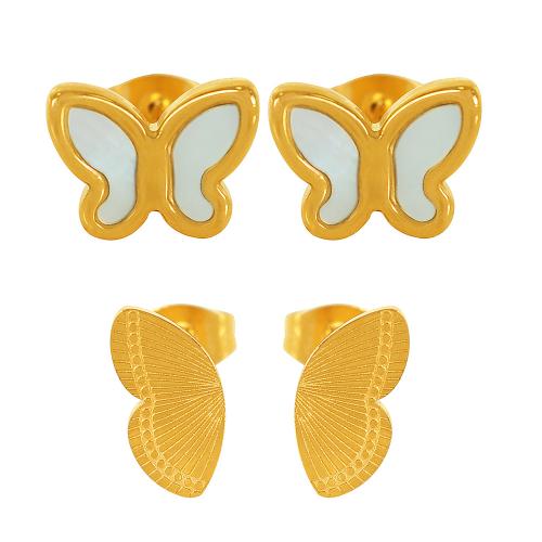 Pendientes de Acero Inoxidable, acero inoxidable 304, Mariposa, chapado, Joyería & diferentes estilos para la opción & para mujer, más colores para la opción, Vendido por Par