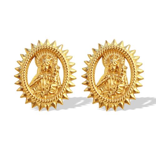 Pendientes de Acero Inoxidable, acero inoxidable 304, 18K chapado en oro, Joyería & para mujer & hueco, Vendido por Par