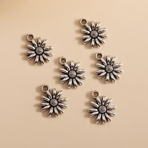 Tibetan Style Flower Pendants, Chrysamthemum, plated, DIY, 50PCs/Bag, Sold By Bag