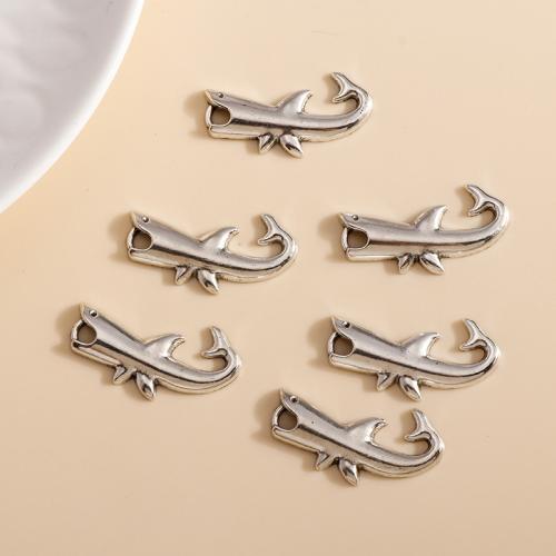 Pendentifs animaux en alliage de zinc, Requin, Placage, DIY, 20PC/sac, Vendu par sac