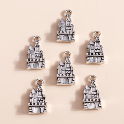 Pendentifs en alliage de zinc, Château, Placage, DIY, 20PC/sac, Vendu par sac