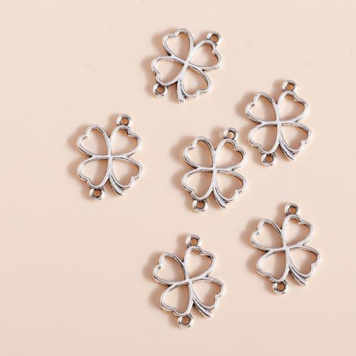 Tibetan Style Connector, Four Leaf Clover, plated, DIY & 1/1 loop, 50PCs/Bag, Sold By Bag