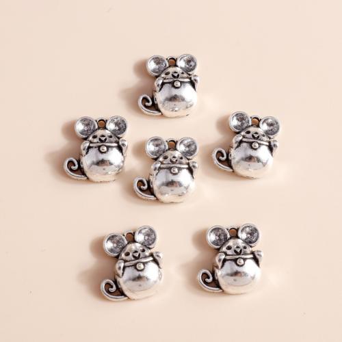 Pendentifs animaux en alliage de zinc, souris, Placage, DIY, 20PC/sac, Vendu par sac