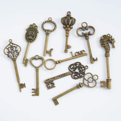 Tibetan Style Key Pendants, plated, DIY & different styles for choice, more colors for choice, 100PCs/Bag, Sold By Bag