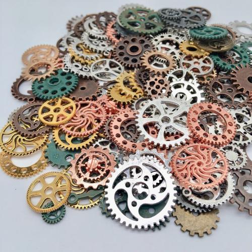 Tibetan Style Pendants, Gear Wheel, plated, random style & DIY, more colors for choice, 100G/Bag, Sold By Bag