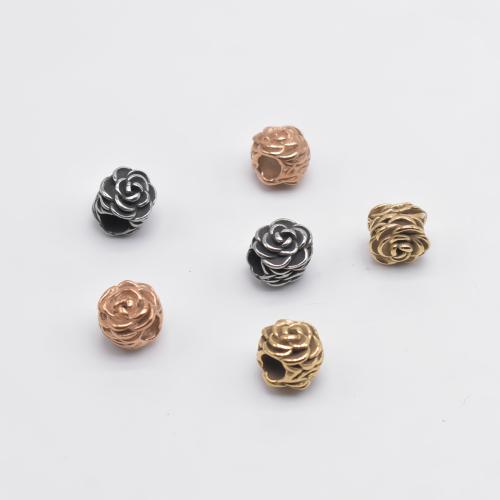 Stainless Steel Beads, 304 Stainless Steel, Rose, DIY, more colors for choice, 12.70x12.50mm, Hole:Approx 6.24mm, Sold By PC