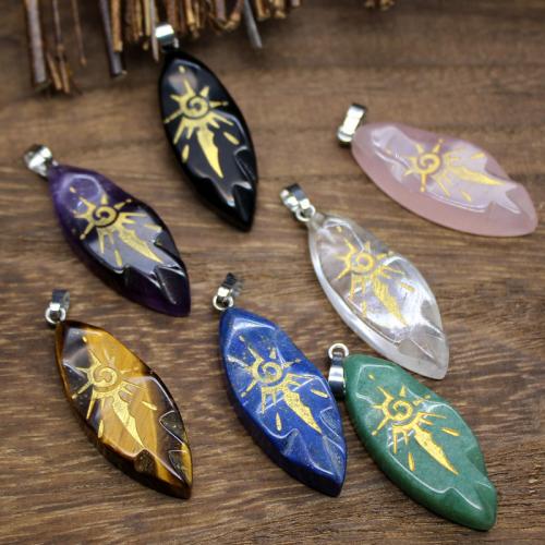 Gemstone Pendants Jewelry, Natural Stone, DIY & different materials for choice, more colors for choice, 43x16x9mm, Sold By PC