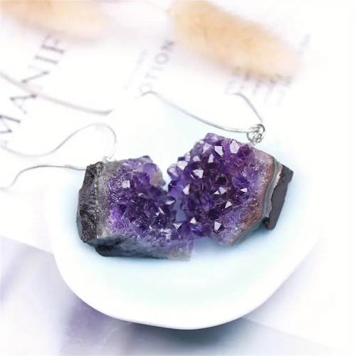 Quartz Gemstone Pendants, Amethyst, irregular, DIY, purple, 25mm, Sold By PC