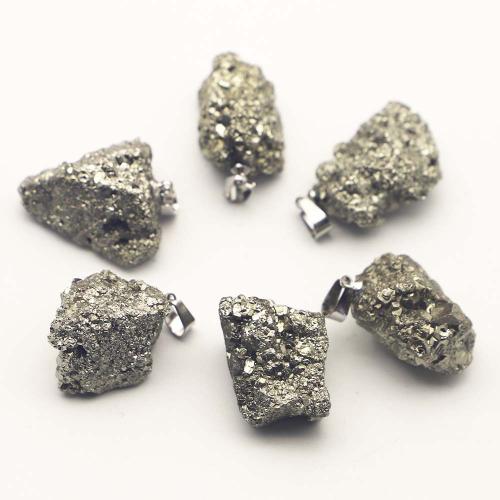 Gemstone Pendants Jewelry, Golden Pyrite, irregular, DIY, Sizeuff1a1.1-3.4cm, Sold By PC