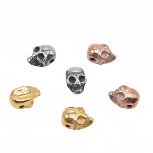 Stainless Steel Beads, 304 Stainless Steel, Skull, plated, DIY, more colors for choice, 100PCs/Bag, Sold By Bag