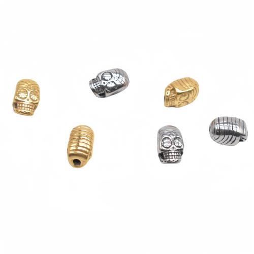 Stainless Steel Beads, 304 Stainless Steel, Skull, plated, DIY, more colors for choice, 100PCs/Bag, Sold By Bag