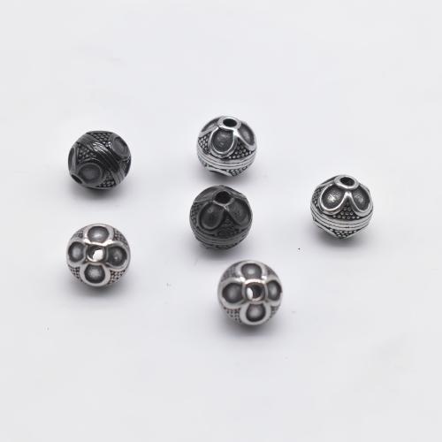 Edelstahl-Beads, 304 Edelstahl, rund, plattiert, DIY & verschiedene Stile für Wahl, keine, 100PCs/Tasche, verkauft von Tasche