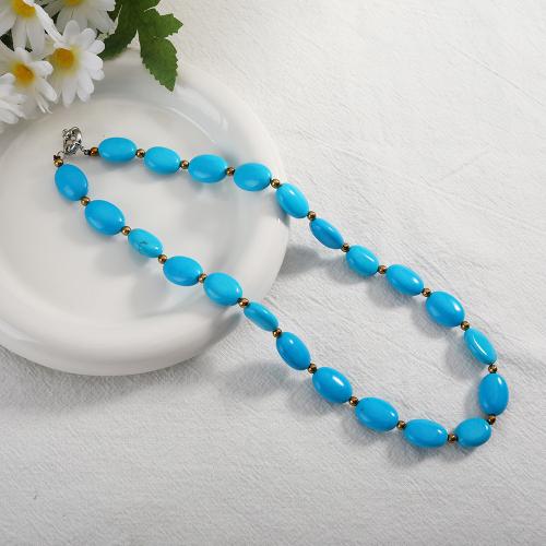 Fashion Turquoise Necklace, Natural Turquoise, for woman, blue, Length:46 cm, Sold By PC