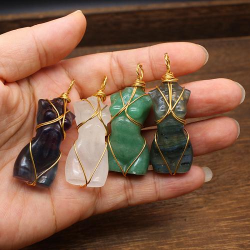 Gemstone Pendants Jewelry, Natural Stone, with Brass & Tibetan Style, DIY & different materials for choice, more colors for choice, 52x19x15mm, Sold By PC